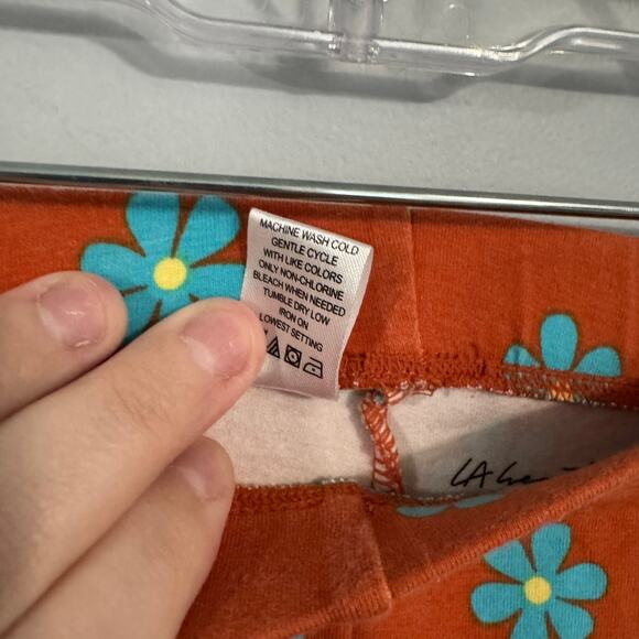 LA Hearts by PacSun Orange & Blue Floral Pull On Flare Leg Leggings Size Small - Picture 5 of 6